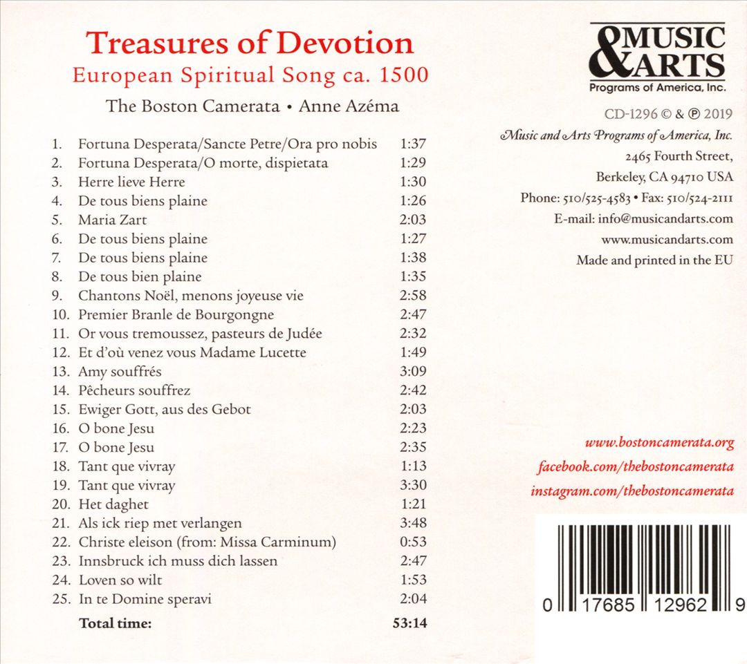 Treasures of Devotion: European Spiritual Song ca. 1500 cover art