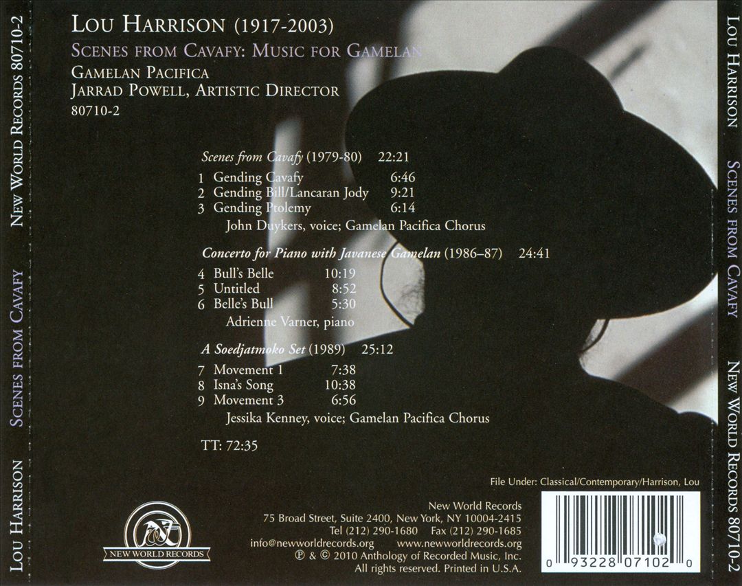 Lou Harrison: Scenes from Cavafy cover art