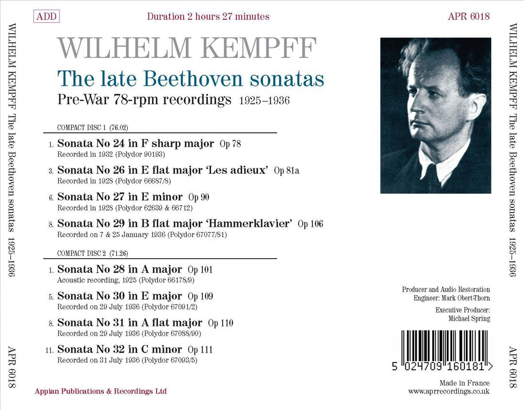 Late Beethoven Sonatas: Pre-War 78-rpm Recordings cover art