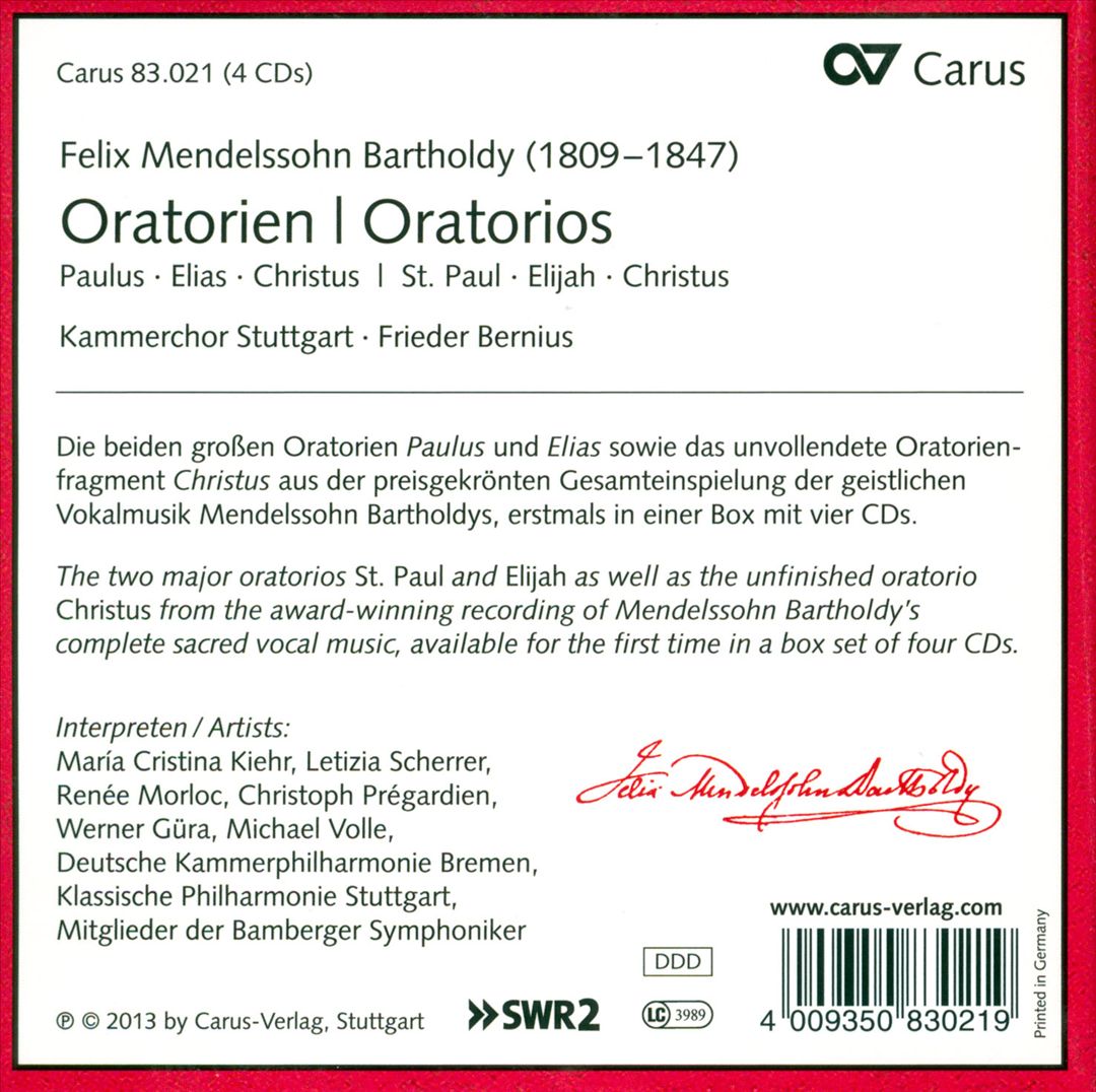 Mendelssohn Bartholdy: Oratorien cover art
