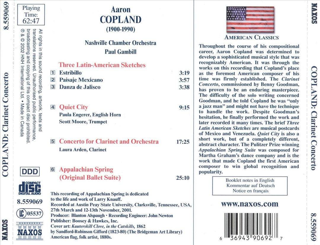 Copland: Appalachian Spring Suite; Clarinet Concerto; Quiet City cover art