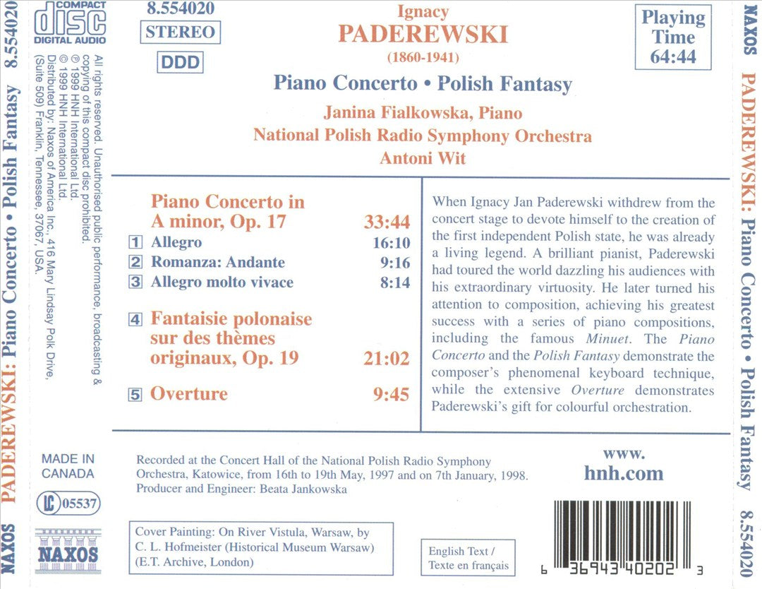 Ignacy Paderewski: Piano Concerto; Polish Fantasy; Overture cover art