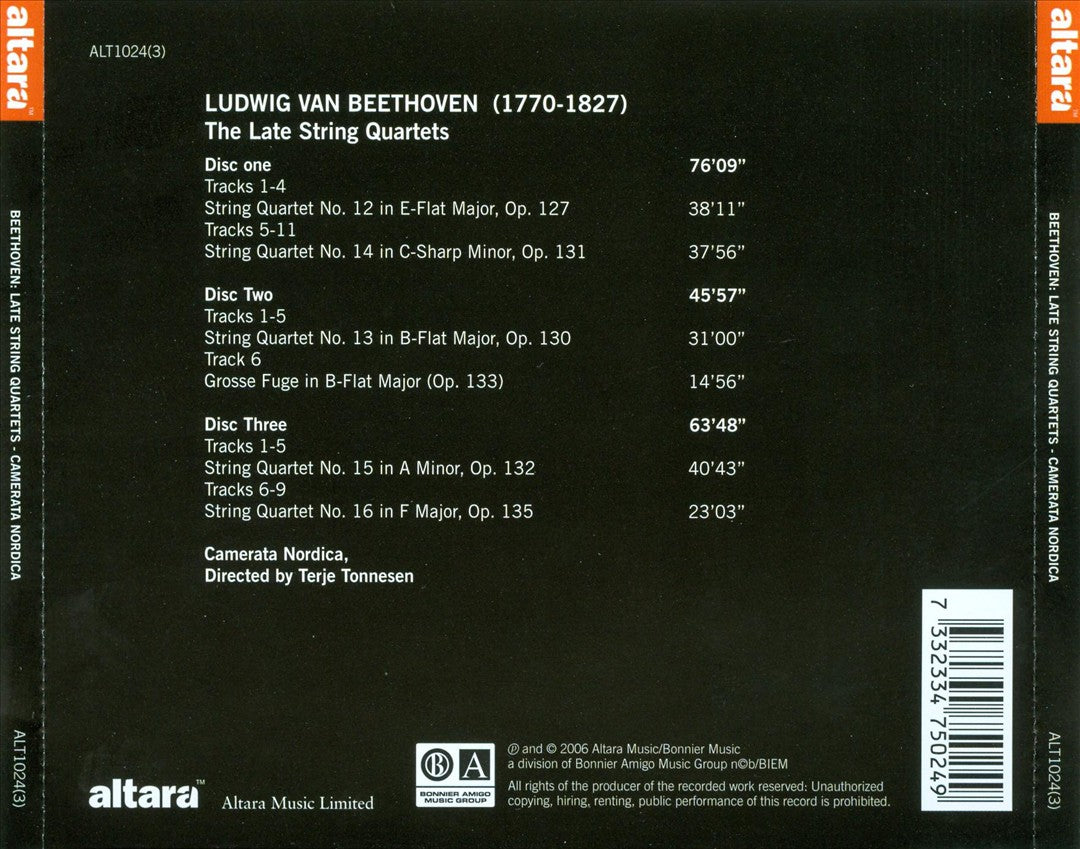 Beethoven: The Late String Quartets cover art
