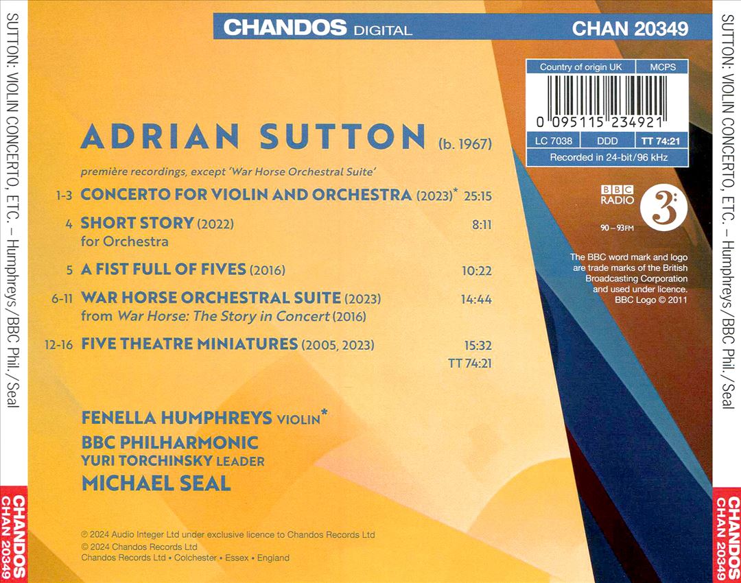 Adrian Sutton: Violin Concerto cover art