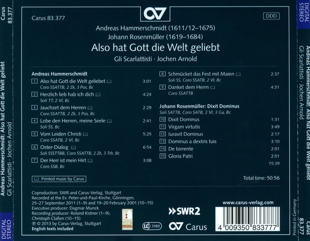 Andreas Hammerschmidt: Also hat Gott die Welt geliebt cover art