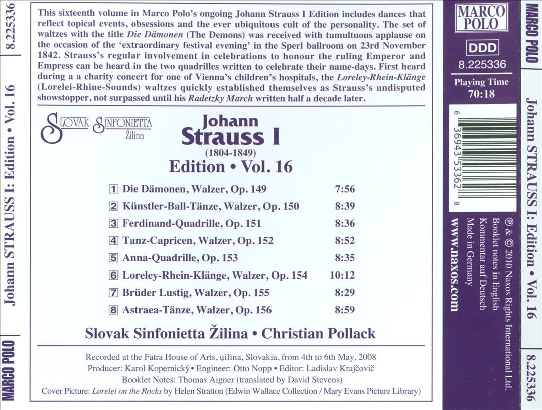 Johann Strauss I Edition, Vol. 16 cover art
