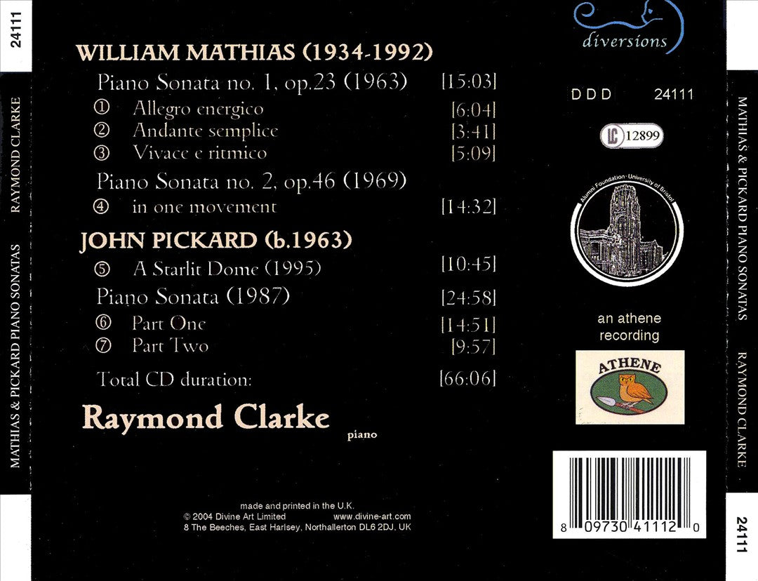 Mathias: Sonata Nos. 1 & 2; Pickard: Sonata; A Starlit Dome cover art