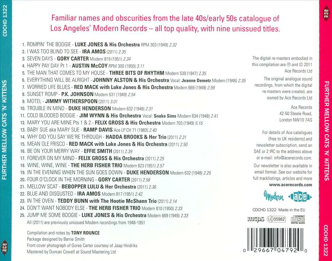 Further Mellow Cats 'n' Kittens: Hot R&B and Cool Blues 1946-1951 cover art