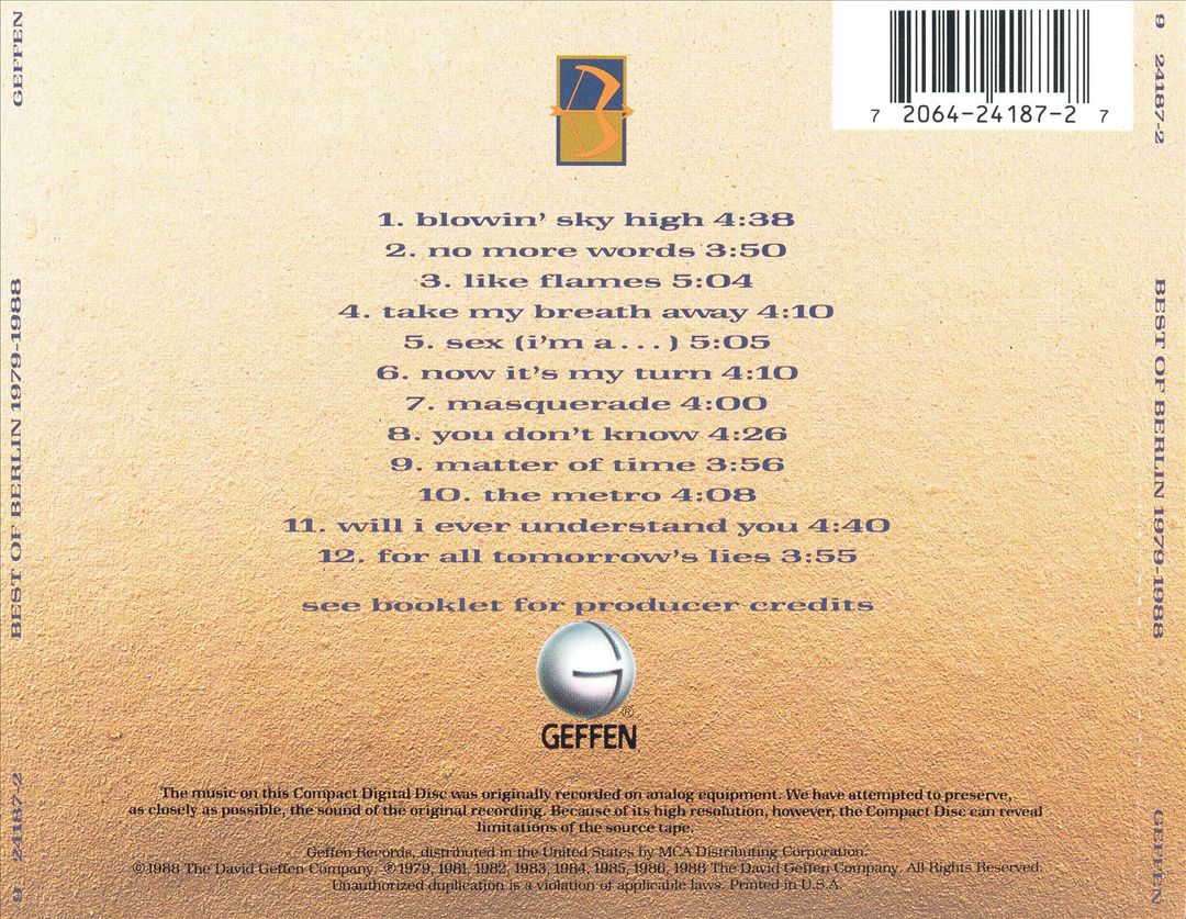 Best of Berlin 1979-1988 cover art