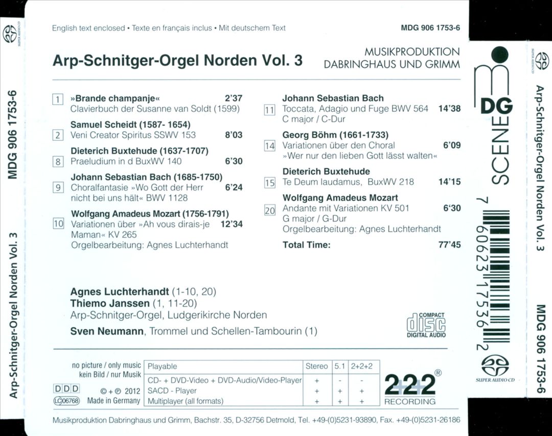 Arp-Schnitger-Orgel Norden, Vol. 3 cover art