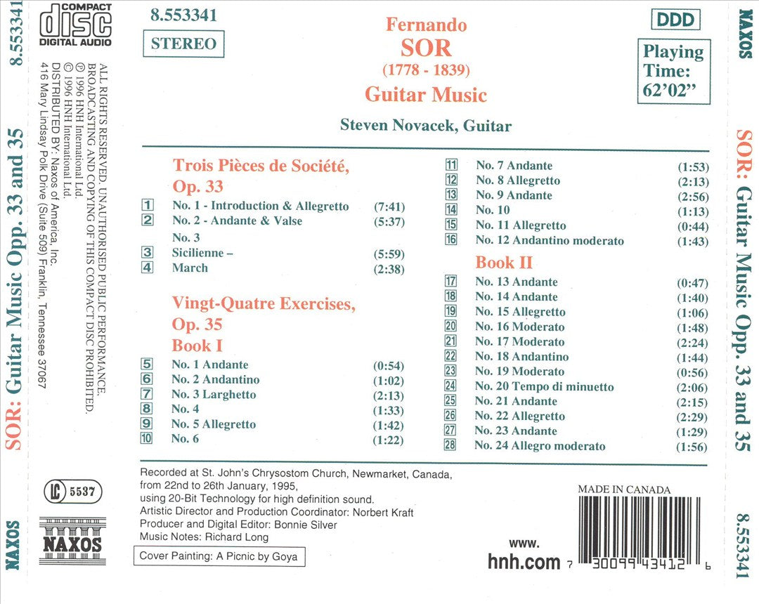 Sor: 24 Exercises, Op. 35; Pièces de Société, Op. 33 cover art