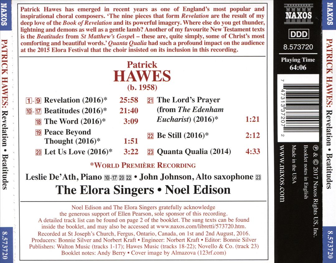 Patrick Hawes: Revelation; Beatitudes; Quanta Qualia cover art