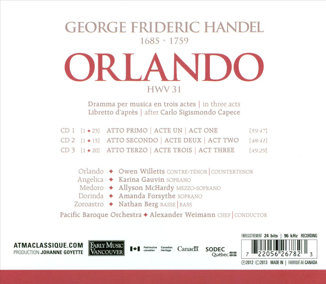 Handel: Orlando cover art
