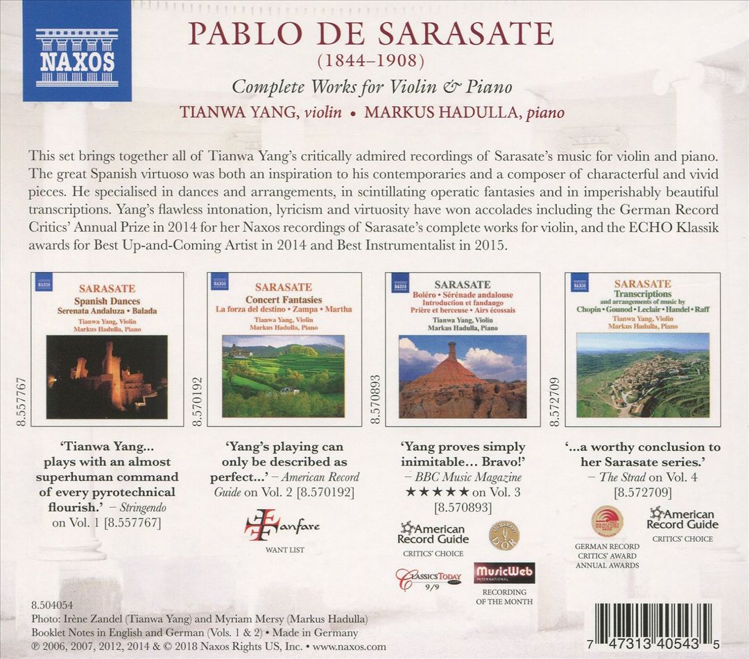 Sarasate: Complete Works for Violin & Piano cover art