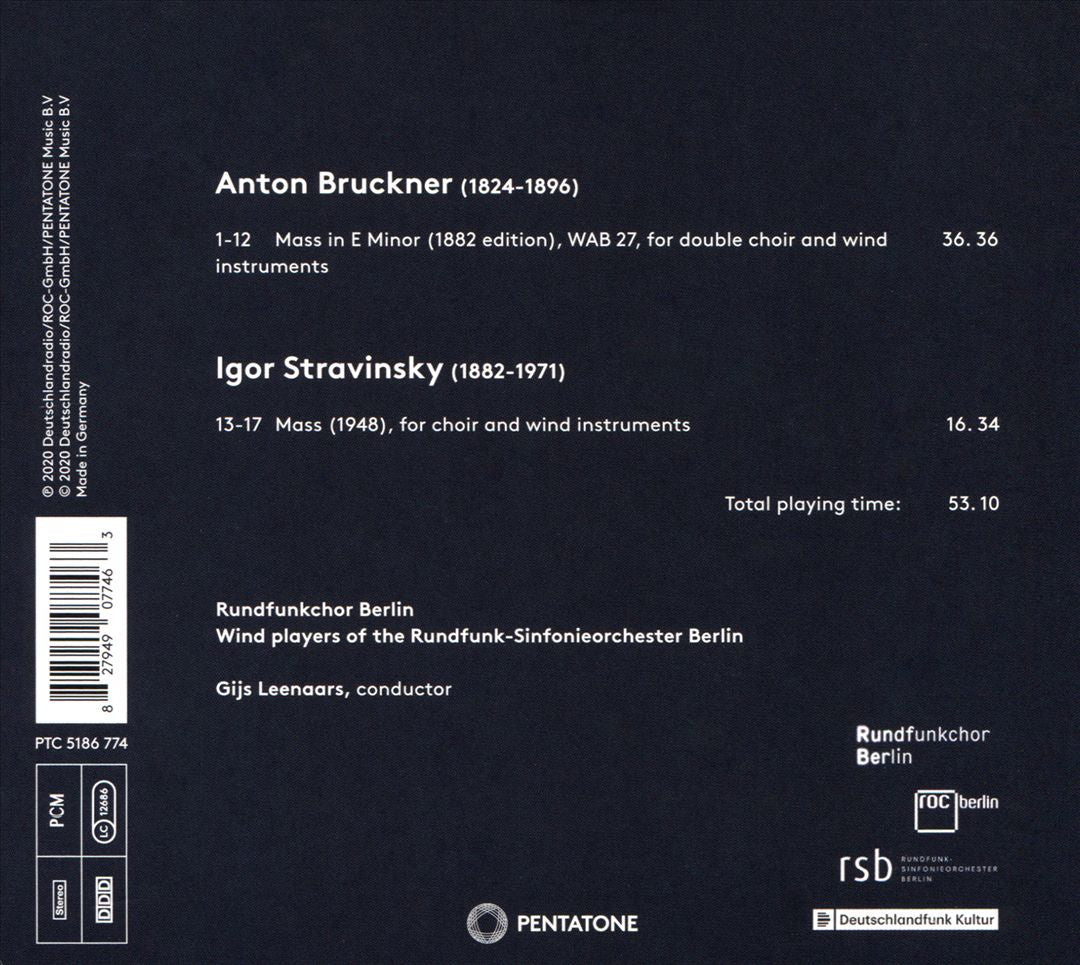 Bruckner: Mass in E minor; Stravinsky: Mass cover art