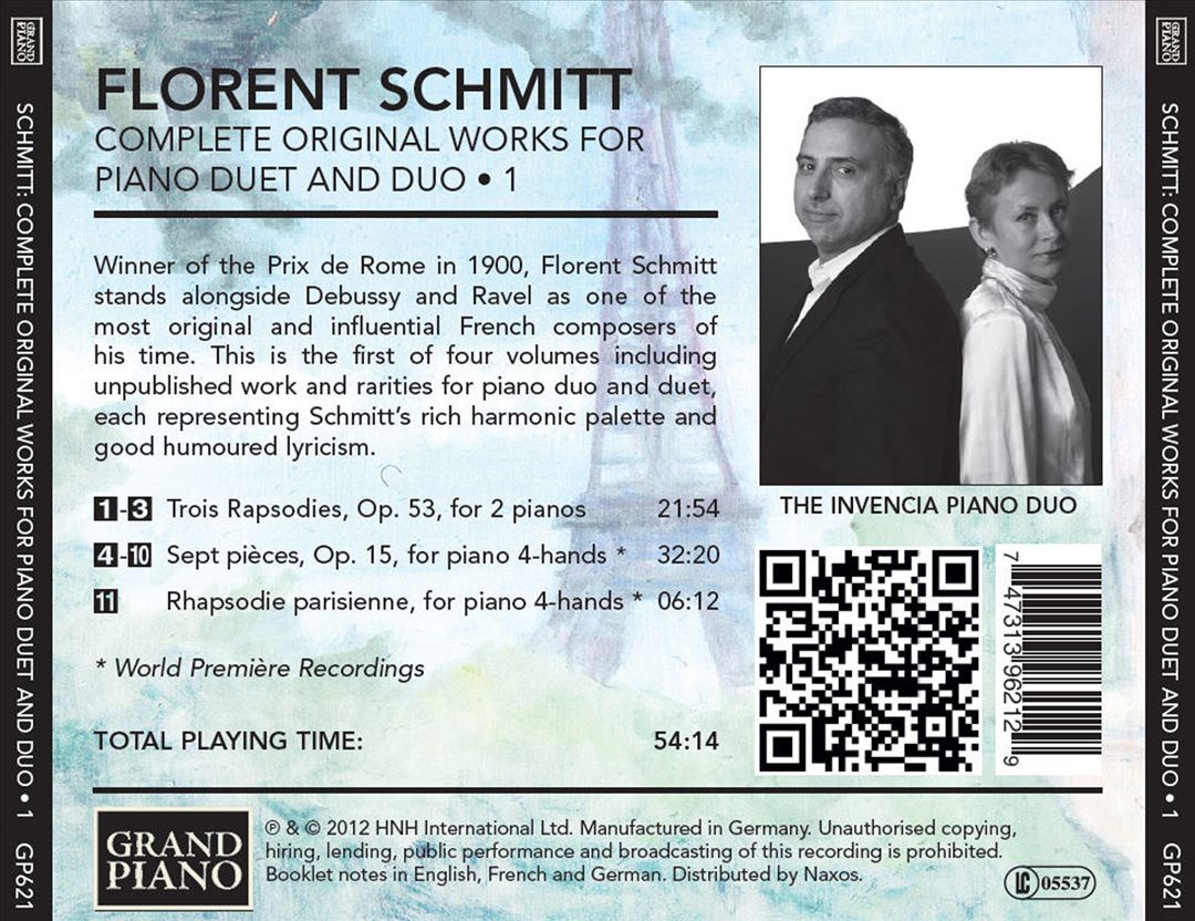Florent Schmitt: Complete Original Works for Piano Duet and Duo, Vol. 1 cover art