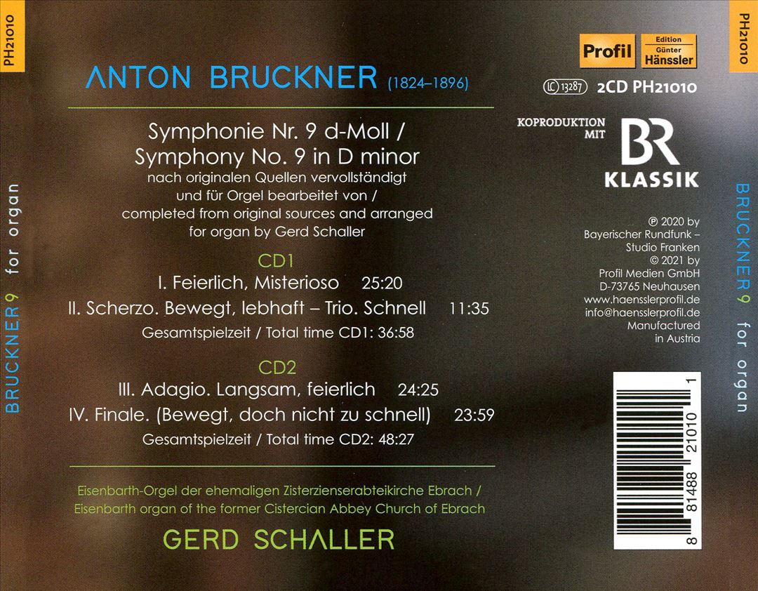 Bruckner 9 for Organ cover art