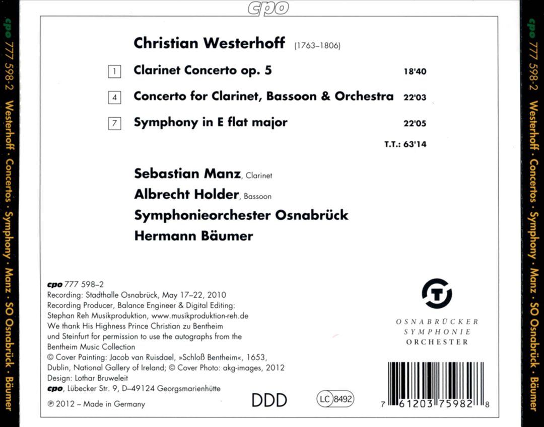 Christian Westerhoff: Symphony; Clarinet Concerto; Double Concerto cover art