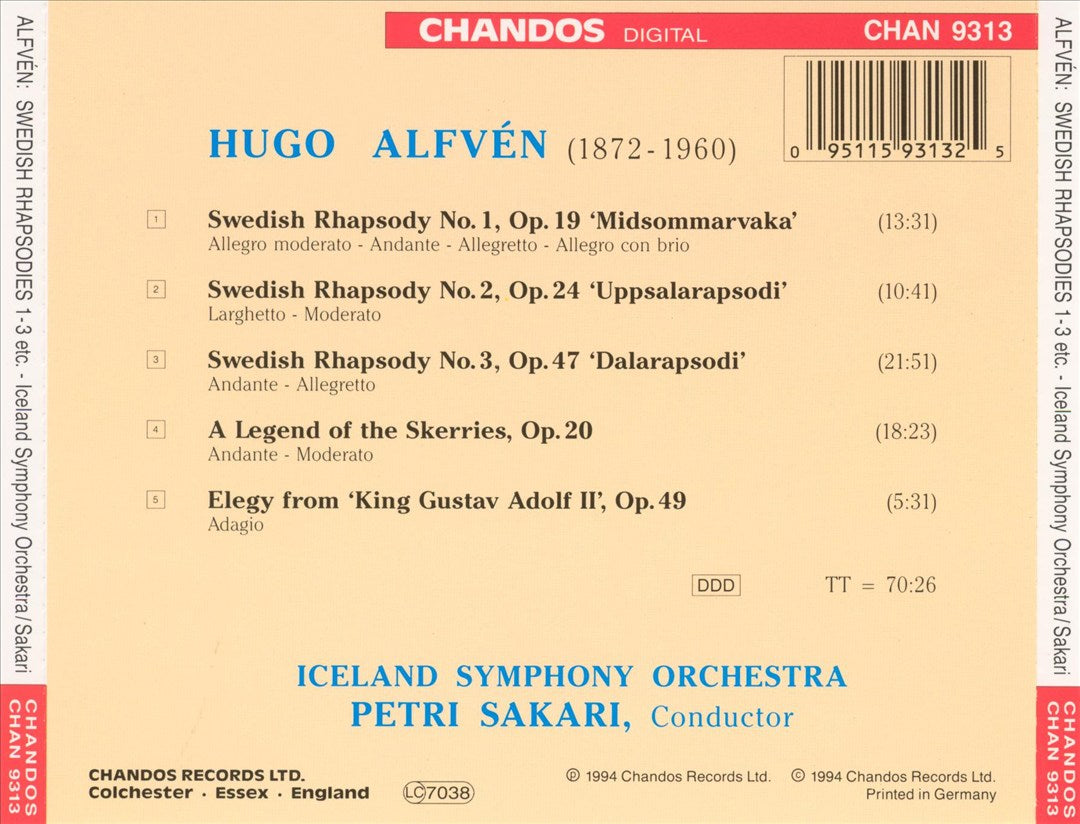 Alfvén: Swedish Rhapsodies; A Legend of the Skerries cover art