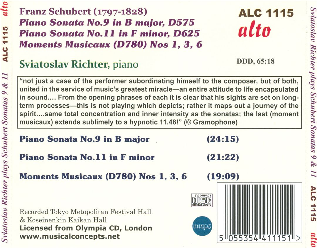 Schubert: Piano Sonatas Nos. 9 & 11; Moments Musicaux cover art