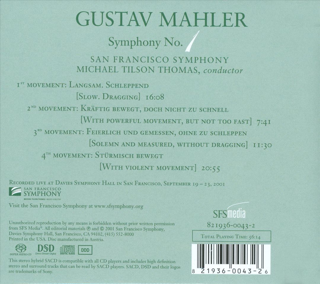 Mahler: Symphony No. 1 cover art