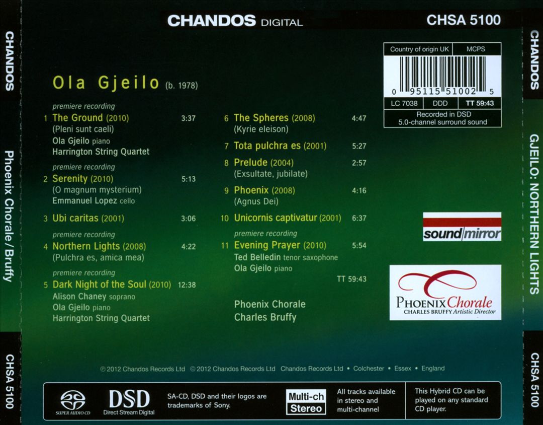 Northern Lights: Choral Works by Ola Gjeilo cover art