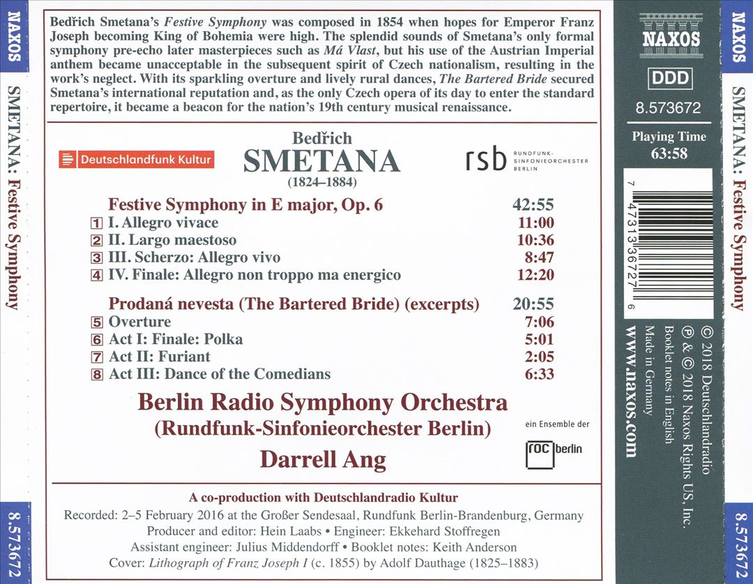 Smetana: Festive Symphony; The Bartered Bride Overture and Dances cover art