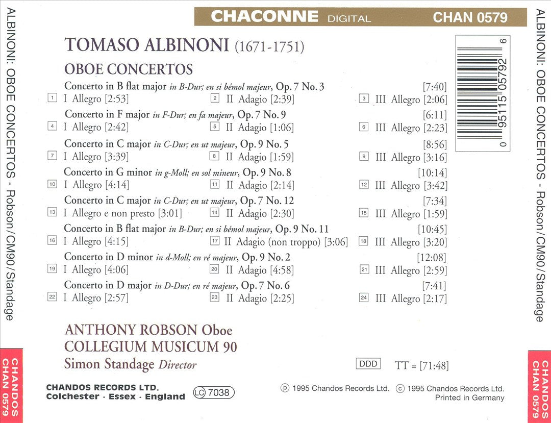 Albinoni: Complete Oboe Concertos cover art