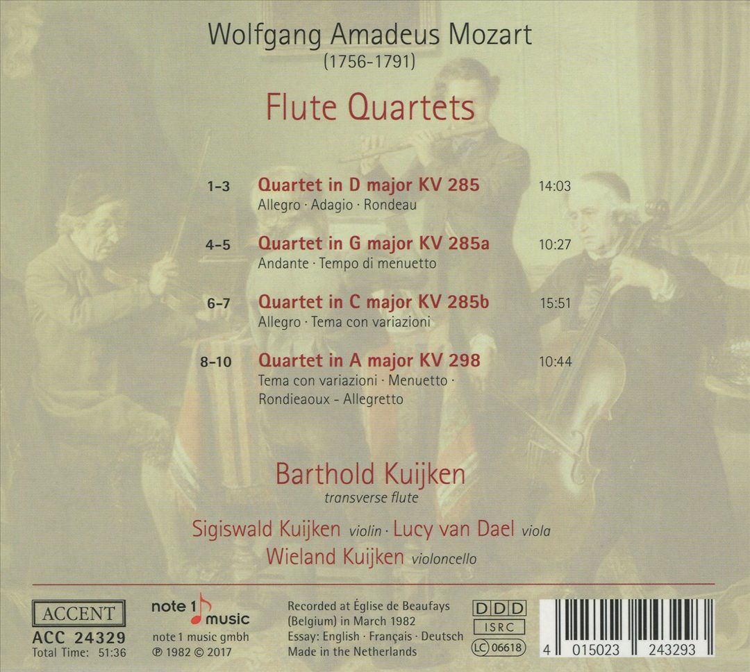 W.A. Mozart: Flute Quartets cover art