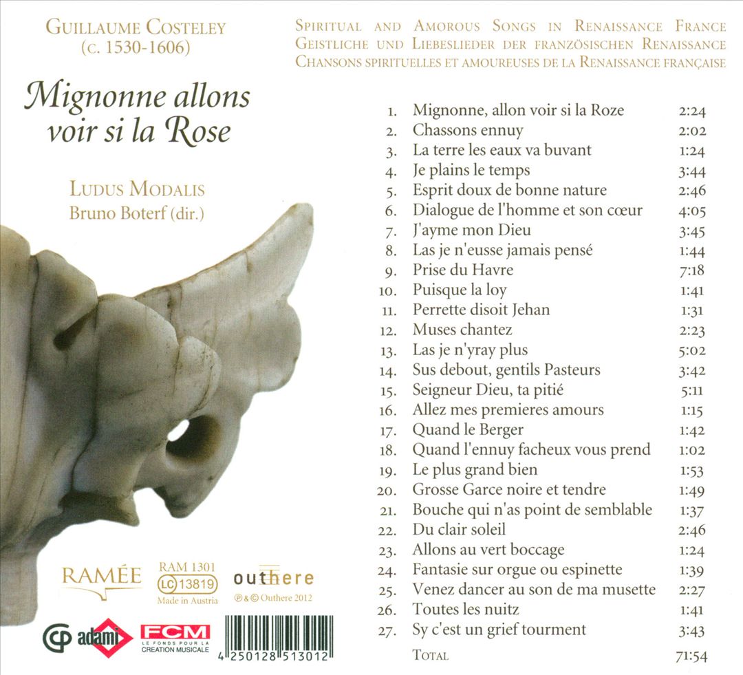 Guillaume Costeley: Mignonne allons voir si la Rose cover art