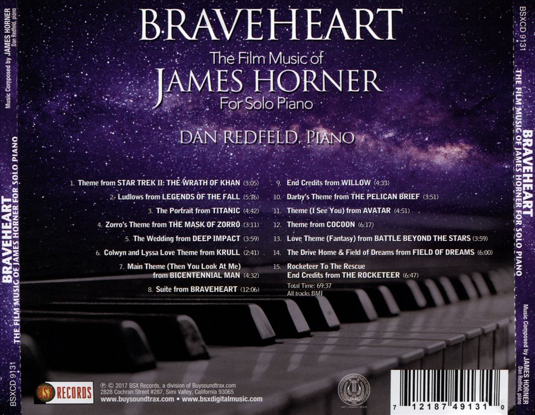 Braveheart: The Film Music of James Horner for Solo Piano cover art