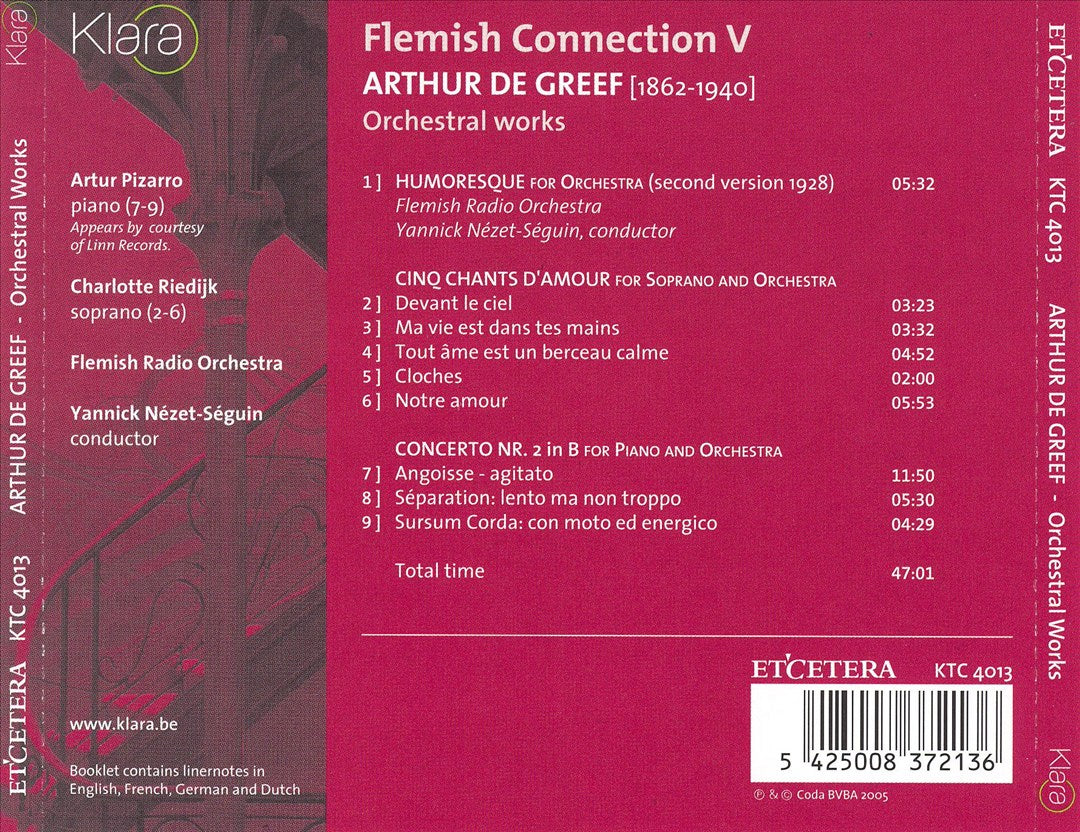 Arthur De Greef: Orchestral Works cover art