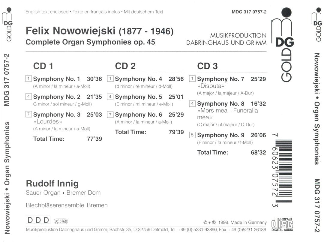 Nowowiejski: Complete Organ Symphonies cover art