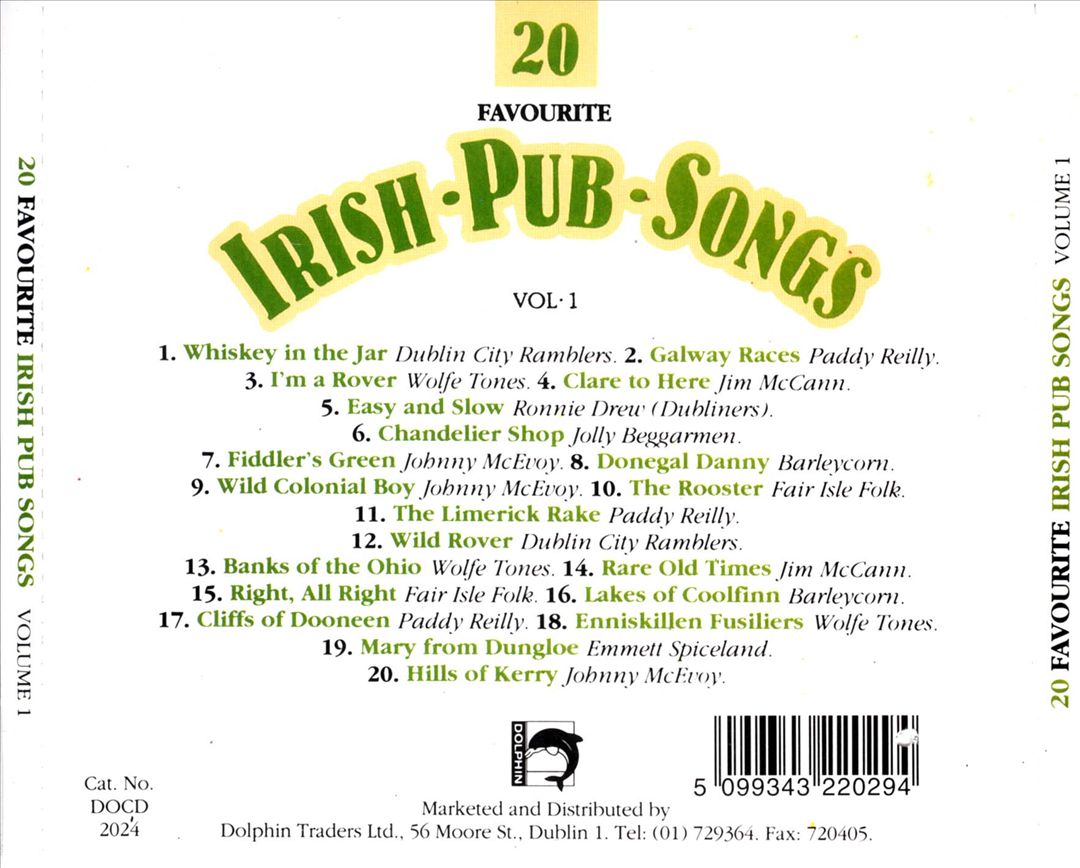20 Favourite Irish Pub Songs, Vol. 1 cover art