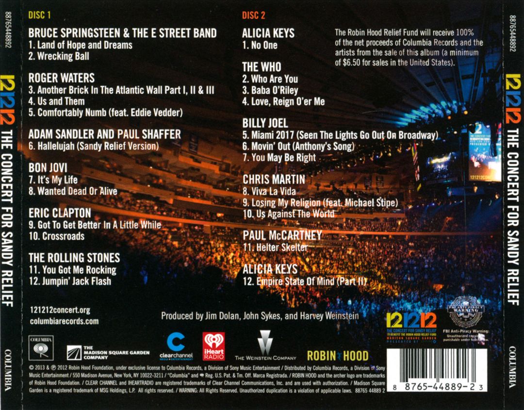 12/12/12: The Concert for Sandy Relief cover art