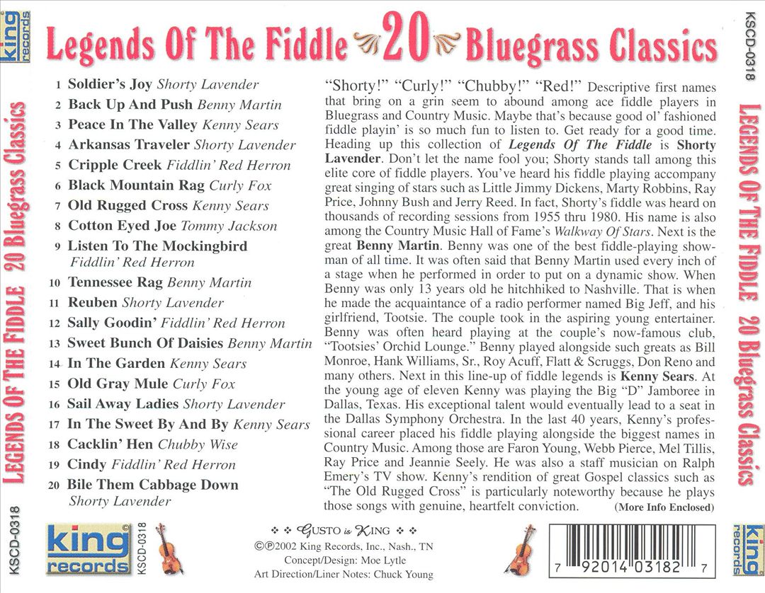 Legends of the Fiddle: 20 Bluegrass Favorites cover art