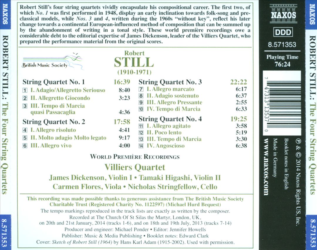 Robert Still: The Four String Quartets cover art