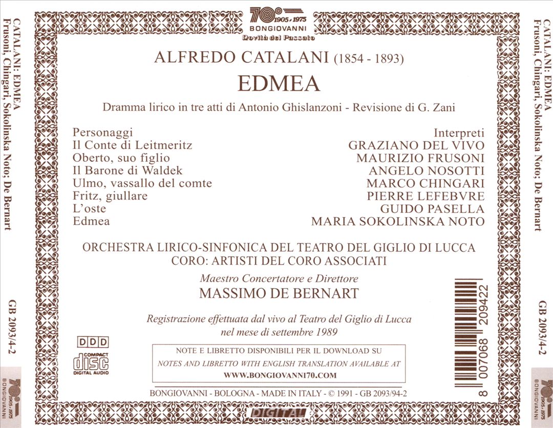Alfredo Catalani: Edmea cover art