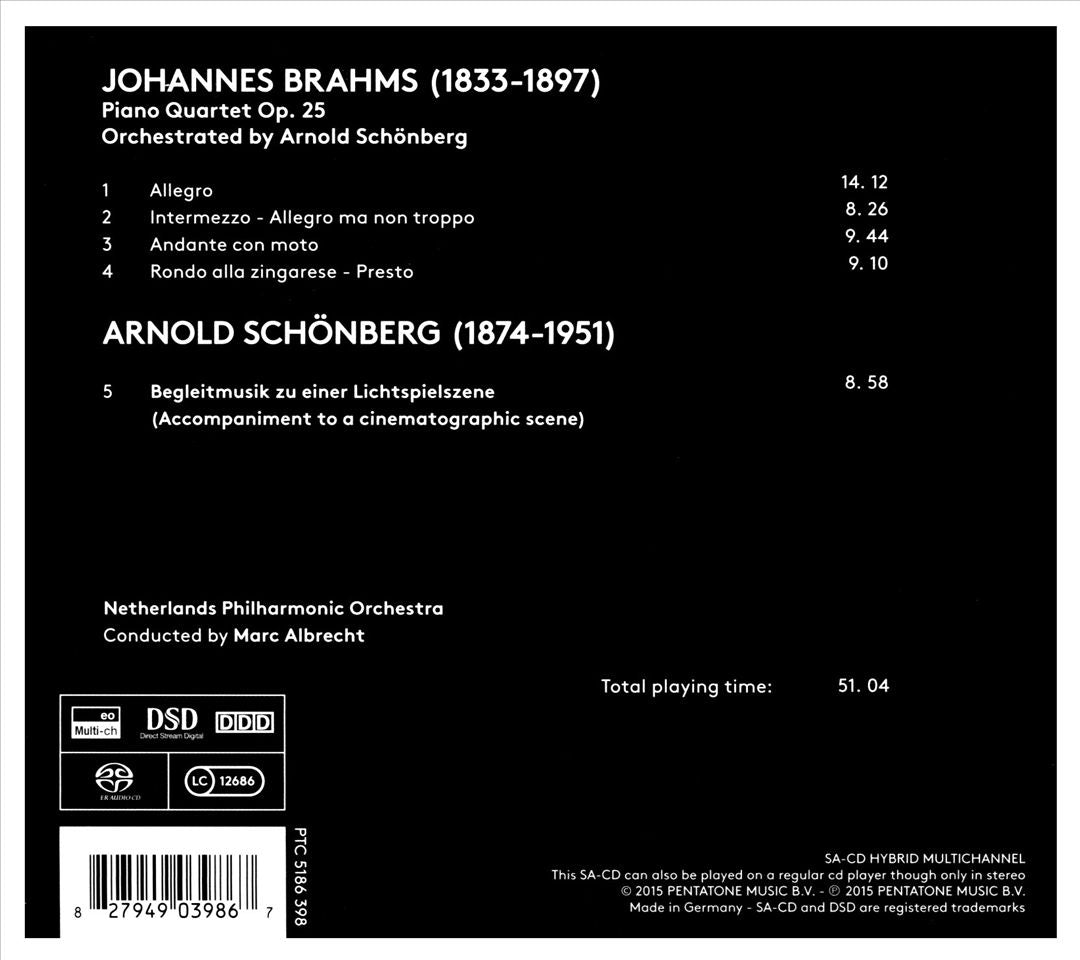 Brahms: Piano Quartet Op. 25 - Orchestrated by Arnold Schönberg cover art