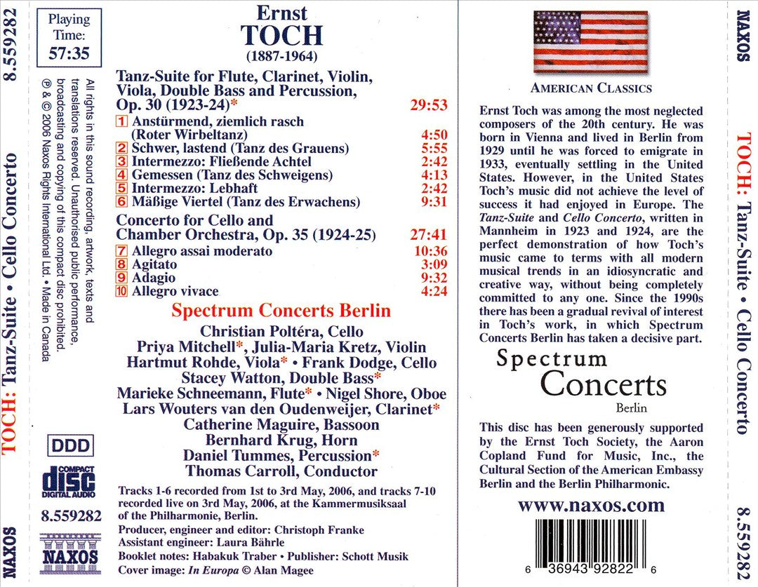 Ernst Toch: Tanz-Suite; Cello Concerto cover art