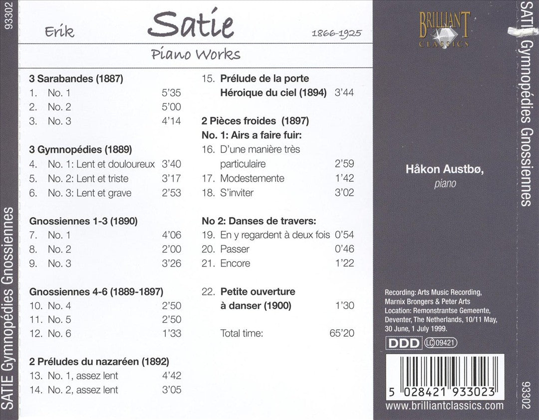 Satie: Gymnopédies; Gnossíennes; Sarabandes cover art