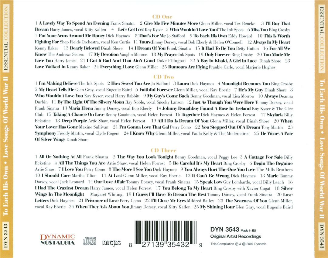 To Each His Own: Love Songs of World War II cover art