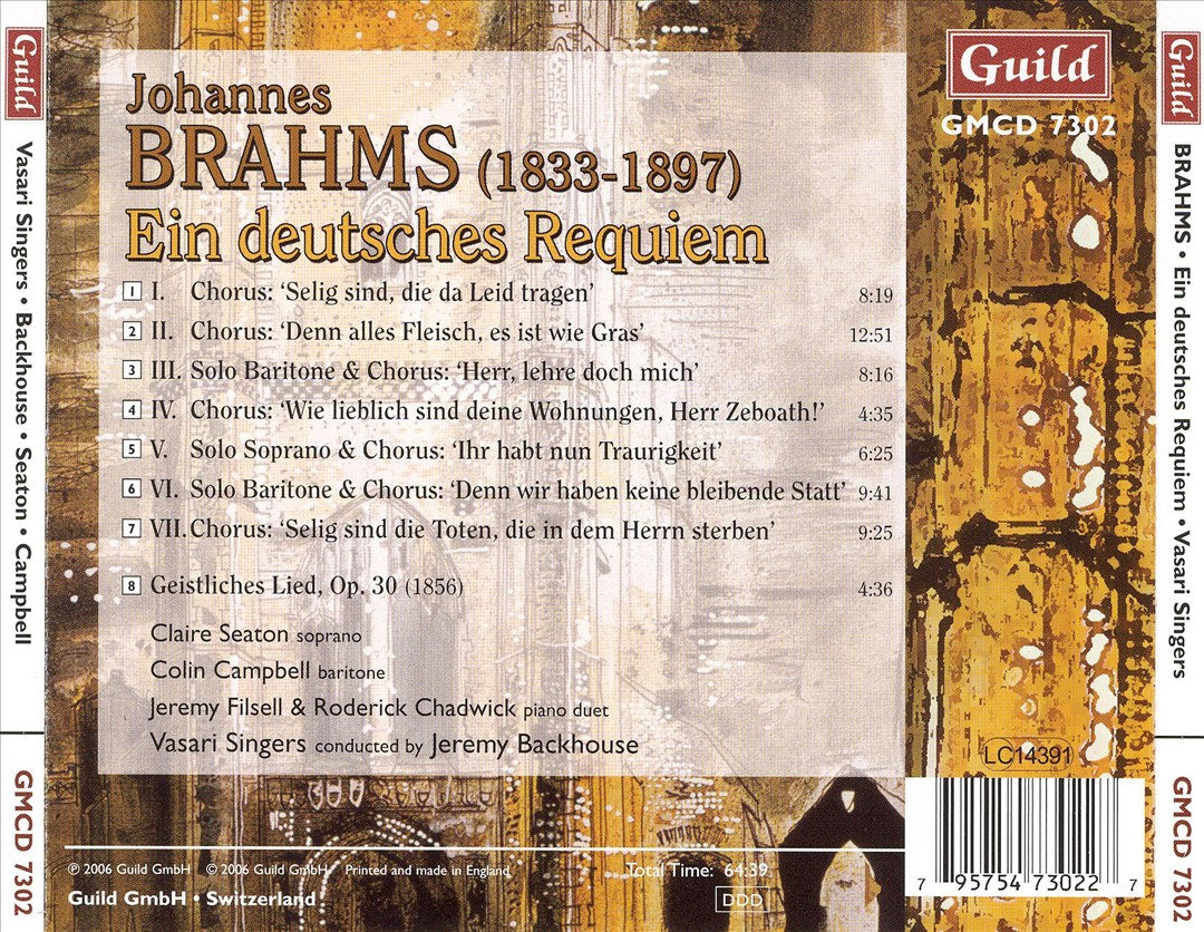 Brahms: Ein deutsche Requiem; Geistliches Lied cover art