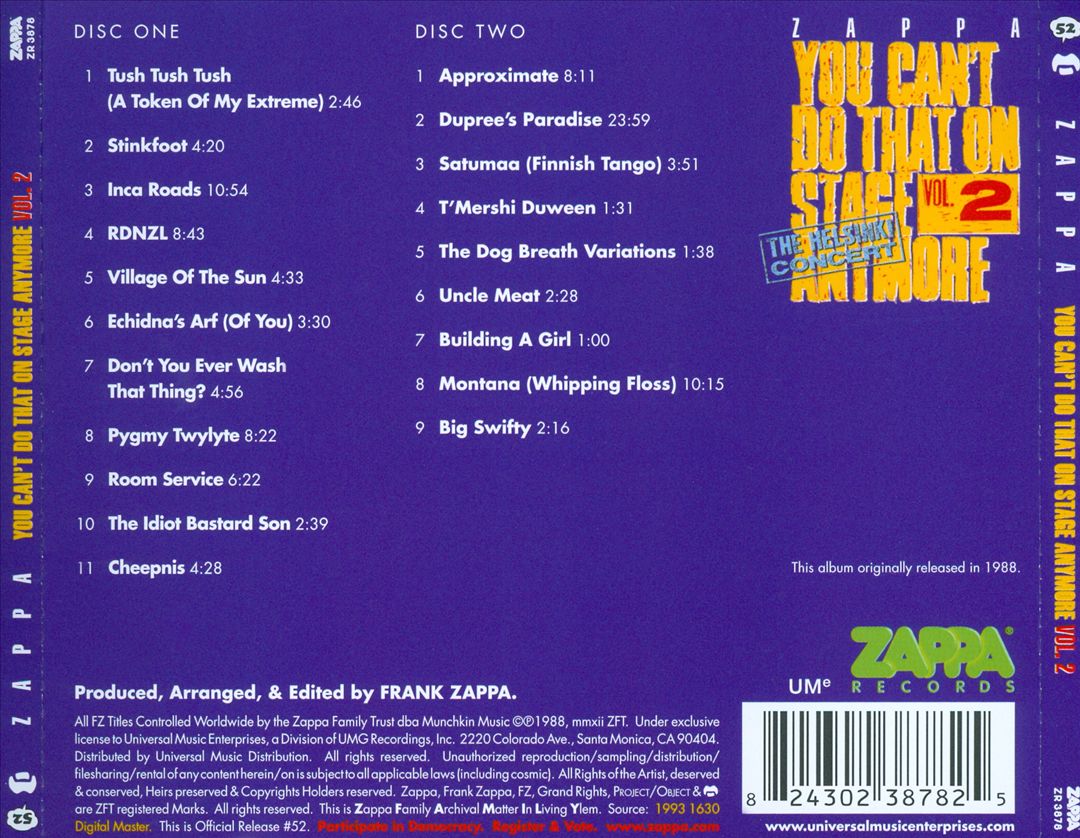 You Can't Do That on Stage Anymore, Vol. 2 cover art