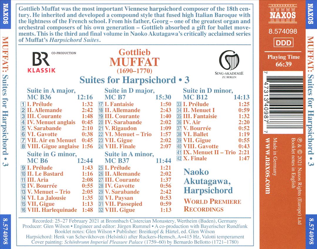 Muffat: Suites for Harpsichord, Vol. 3 cover art