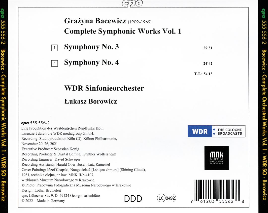 Grazyna Bacewicz: Complete Symphonic Works Vol. 1 - Symphonies 3 & 4 cover art