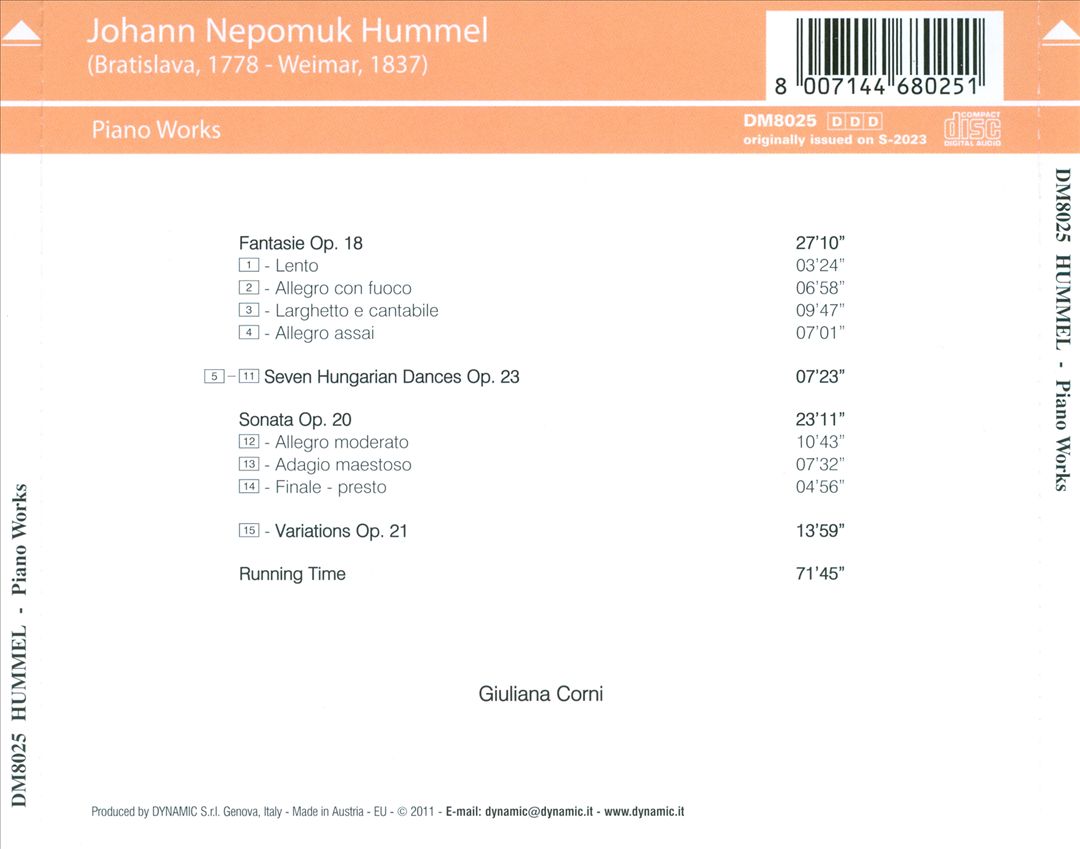 Hummel: Piano Works cover art