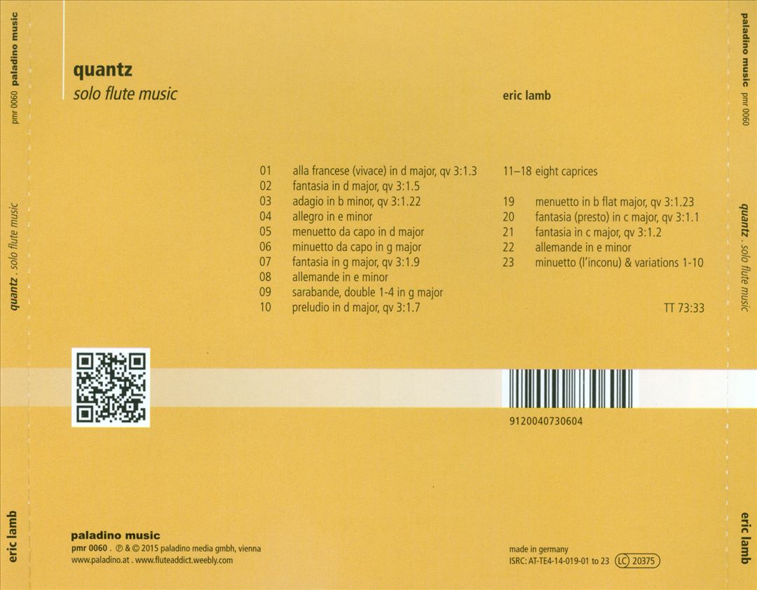 Quantz: Solo Flute Music cover art