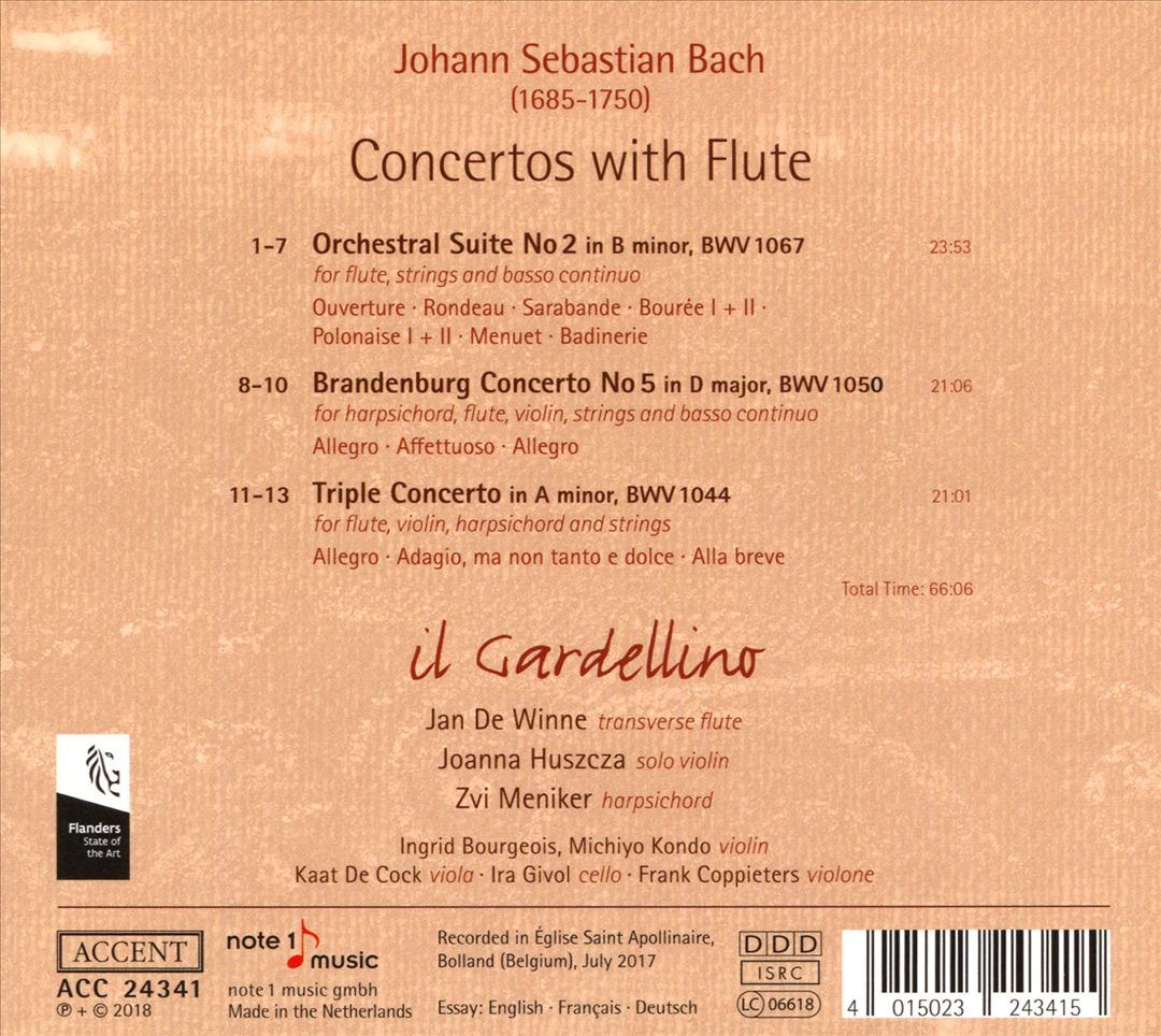 Johann Sebastian Bach: Concertos with Flute cover art