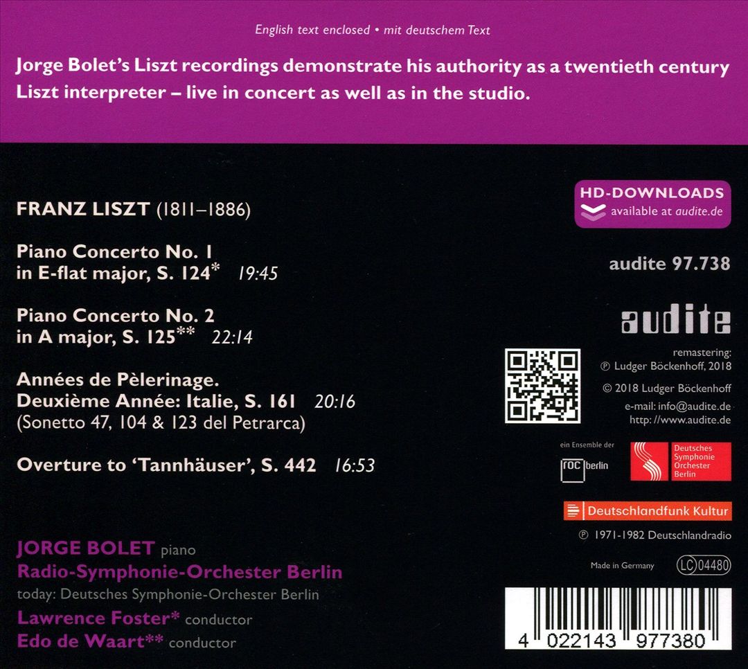 Jorge Bolet: RIAS, Vol. 2 - Liszt cover art